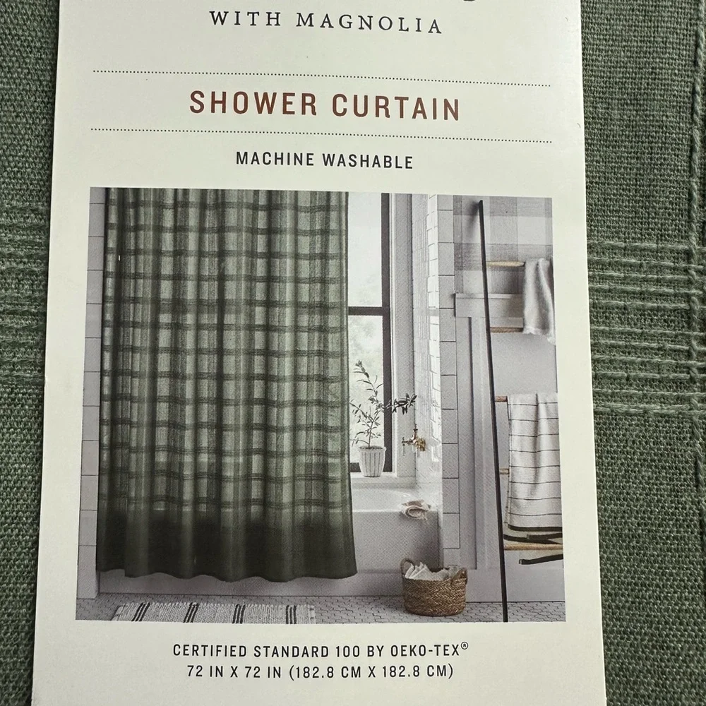 New Hearth & Hand with Magnolia Grid-Like Textured Shower Curtain 72x72